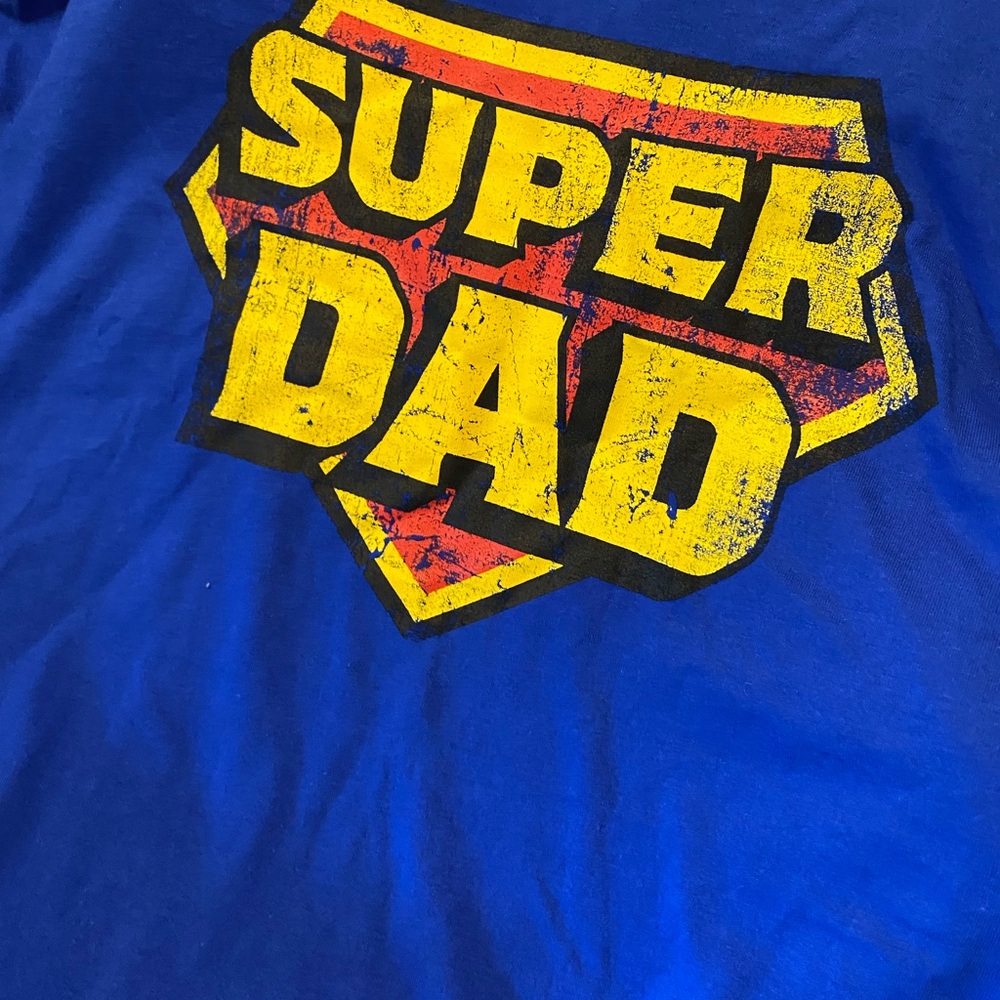 Blue and Yellow Super Dad Tee Short Sleeve